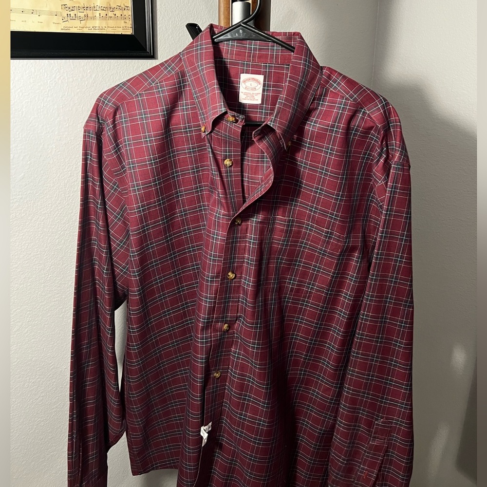 Burgundy striped brooks brother buttoned down